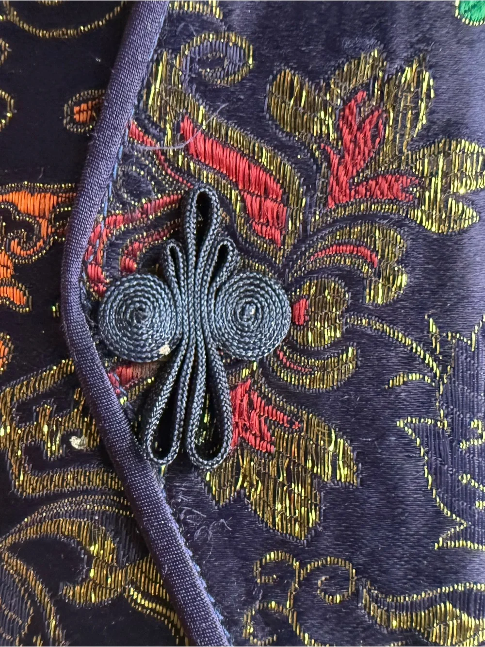 Vintage Brocade Clutch Wallet Travel Organizer Asian Floral Satin